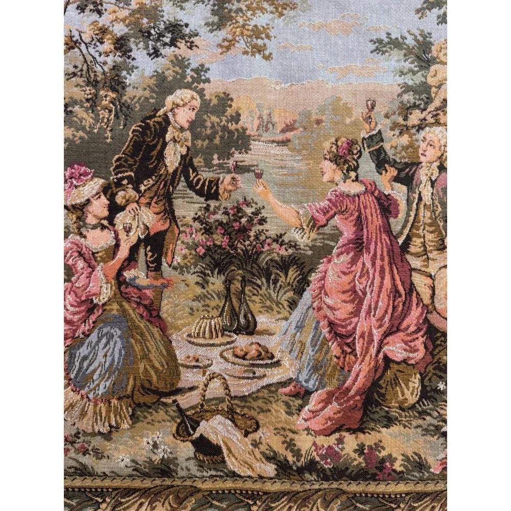 Vintage Intercontinental West Germany Woven Tapestry Garden Party Picnic 20x20